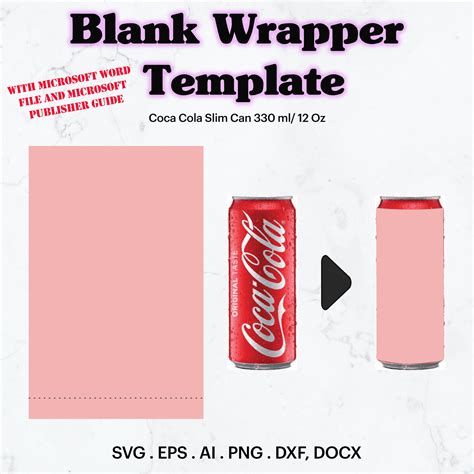 Cola Slim Can Blank Wrapper Template Svg Ml Oz Slim Can Label