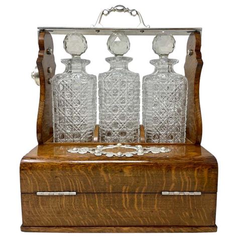 Antique English Silver Plate And Cut Crystal Tantalus Smokers Box Circa 1880 For Sale At 1stdibs