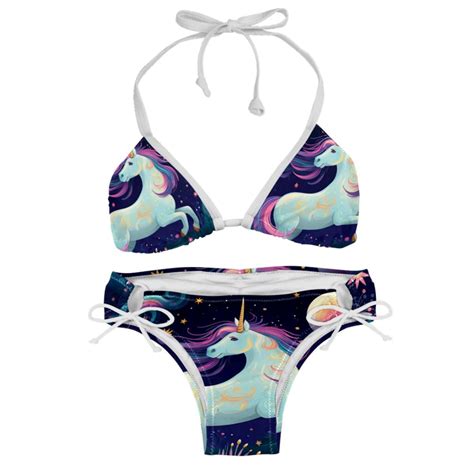 Starry Unicorn Women S Detachable Sponge Adjustable Strap Bikini Set Swimsuit Two Pack For