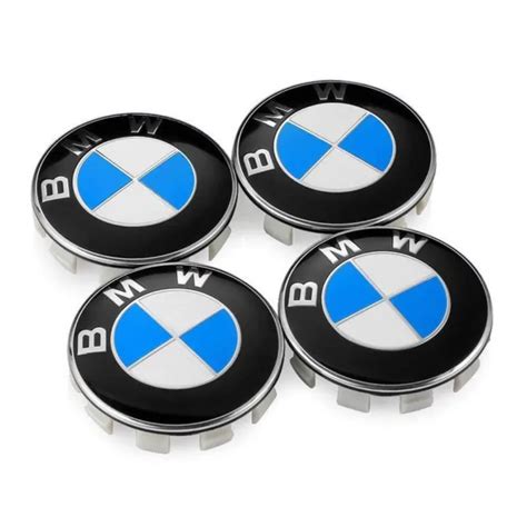 LOT 4 CACHE Moyeux BMW 68mm Bleu Centre De Roue Jante Pour BMW 3 5 7