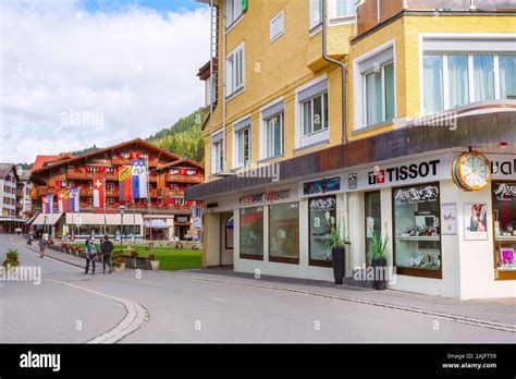 Wengen Switzerland October Town Street View Of Alpine