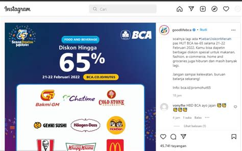 Promo HUT BCA Ini Daftar Lengkap Produk Diskon Hingga 65 Persen