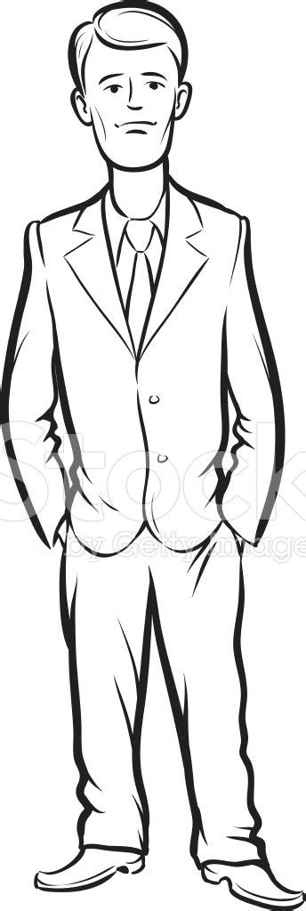 Whiteboard Drawing Cartoon Standing Businessman Stock Clipart