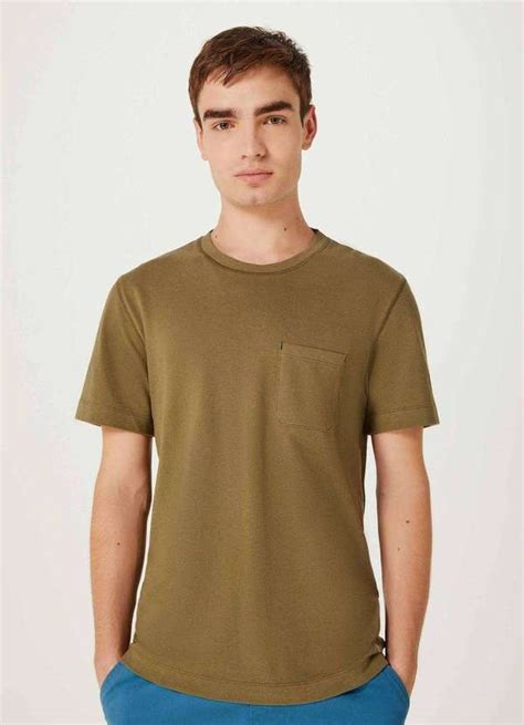 Camiseta Masculina Manga Curta Texturizada Bolso Verde Hering Oficial