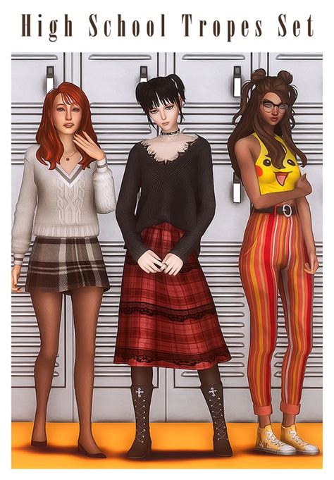 High School Tropes Set Kamiiri Sims 4 Teen Sims 4 Sims 4 Mods