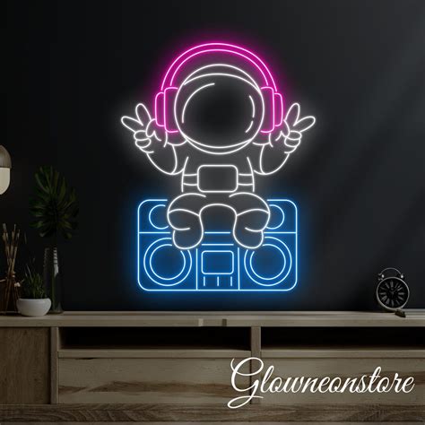 Astronaut Headphone Neon Sign Astronaut Radio Led Sign Gifts For