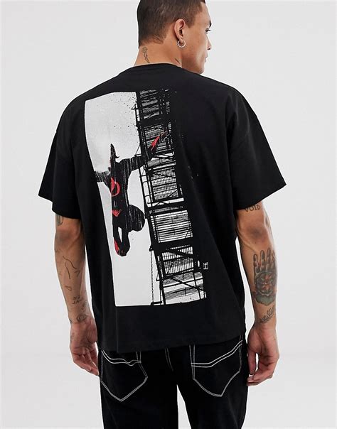 Asos Design Oversized T Shirt With Marvel Noir Daredevil Print Black