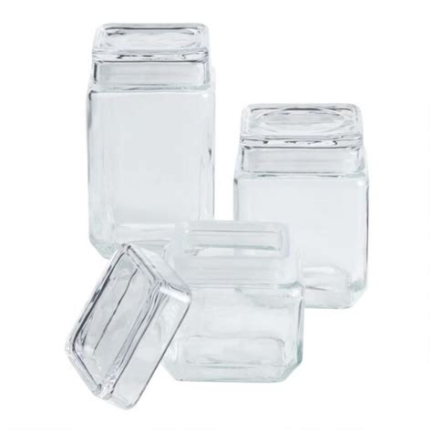 Square Stackable Glass Jars With Lids V1 In 2020 Square Glass Jars Glass Storage Jars