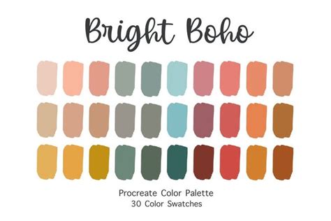 Color Scheme For Procreate Set Of Boho Colors Procreate Swatches Procreate Color Palette Boho