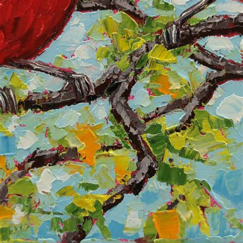 Pair Cardinal Birds Oil Painting Original On Canvas Male Female