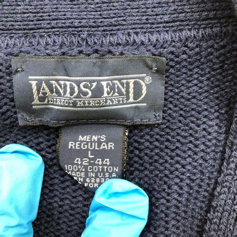 Lands End Mens Blue Cardigan Depop