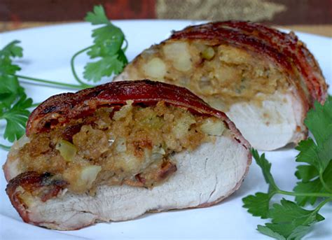 Bacon Wrapped Pork Tenderloin With Cornbread Stuffing Recipe With Picture