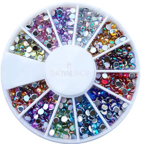 Black Acrylic Nail Art Rhinestones Wheel Sizes 2mm 3mm 4mm And 5mm