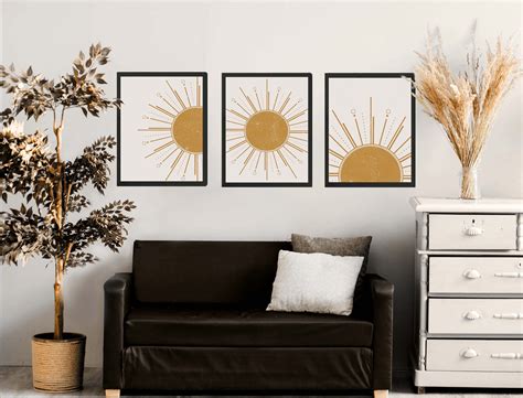 Boho Sun Art Set Of Boho Sun Decor Boho Sun Wall Art Etsy