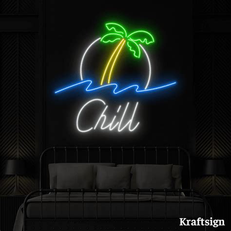 Craftnamesign Chill Neon Led Sign Beach Club Decor Bedroom Wall Art