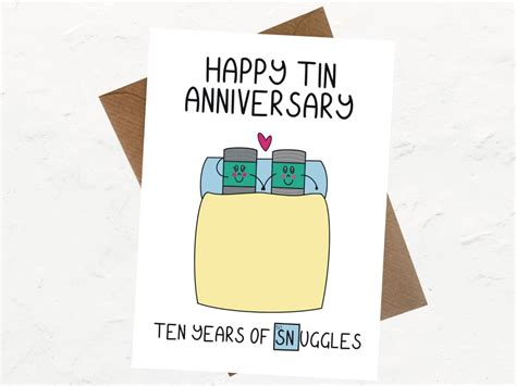 10th Tin Wedding Anniversary Card For Husband Folksy