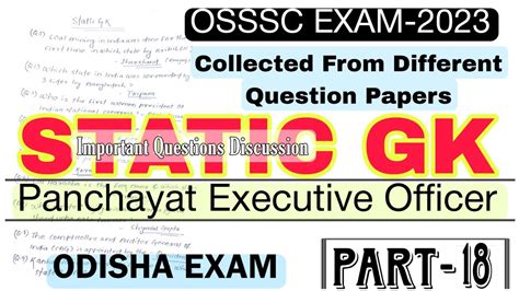 Static Gk For Peo Various Exam Static Gk Question For Osssc Peo