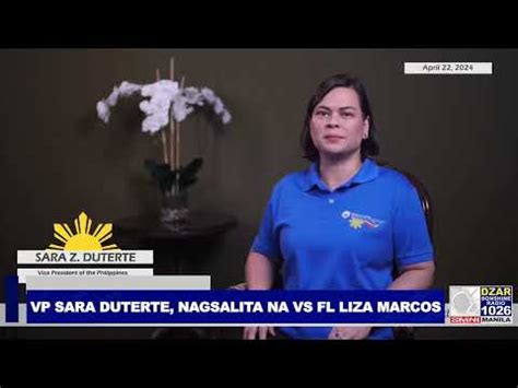 VP SARA DUTERTE NAGSALITA NA LABAN KAY FL LIZA MARCOS YouTube