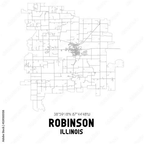 Robinson Illinois. US street map with black and white lines. Stock ...