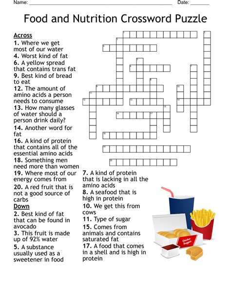 Food And Nutrition Crossword Puzzle Answer Key