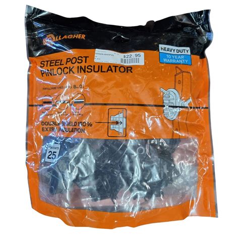 Gallagher Steel Post Pinlock Insulator Bag 25 Ranges Country