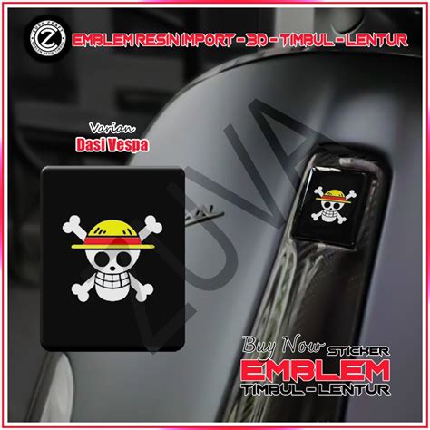 Jual STIKER EMBLEM VESPA LOGO ONE PIECE EMBLEM TIMBUL STIKER VESPA DASI