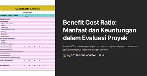 Benefit Cost Ratio Manfaat Dan Keuntungan Dalam Evaluasi Proyek