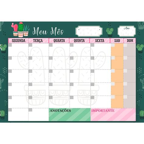 Quadro Lousa Planejamento Mensal Planner 40x60 Metal Shopee Brasil