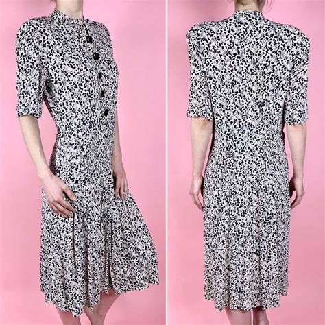 S Rayon Crepe Dress With Surrealist Floating Head Gem