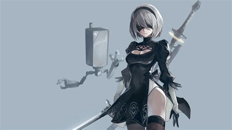 Wallpaper Nier Automata Video Games Digital Art Artwork Women