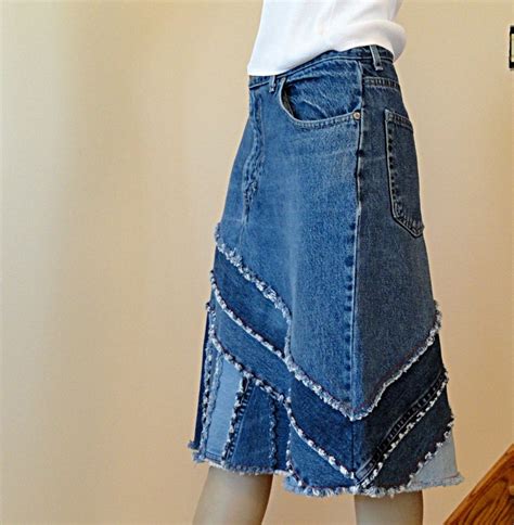 Blue Jeans Skirt Ella 2day Pieced Denim Skirt Made To Etsy