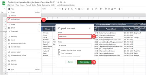 Contact List Google Sheets Template | Lead Information Form