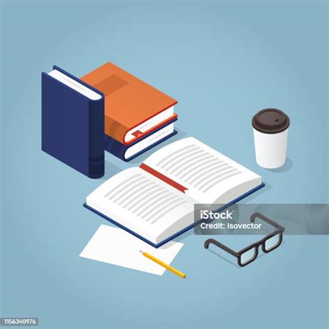 Membaca Buku Ilustrasi Isometrik Ilustrasi Stok Unduh Gambar Sekarang