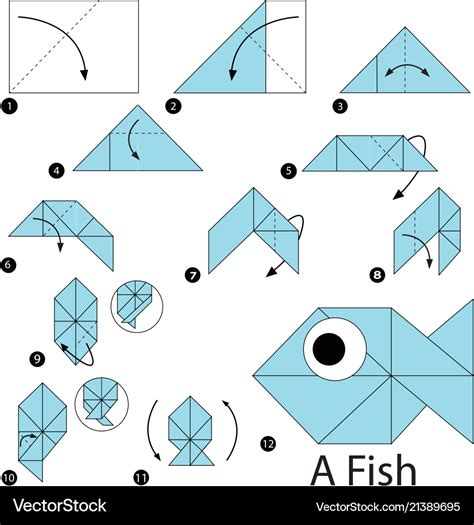 Step By Step Instructions How To Make An Origami A Fish Stock Vector By