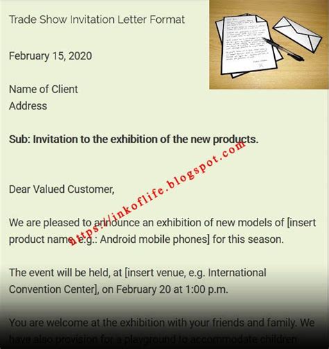 Sample Invitation Letter For Exhibition