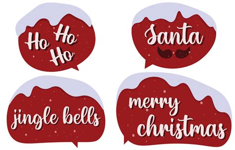 Set Christmas Speech Bubbles On White Background With The Words Merry