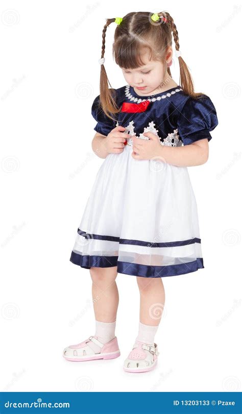 Petite Fille Dans La Belle Robe Timide Image Stock Image Du