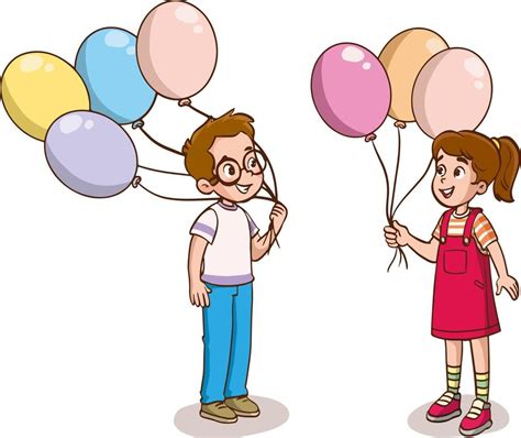 Download cute kids holding balloons cartoon vector illustration for ...