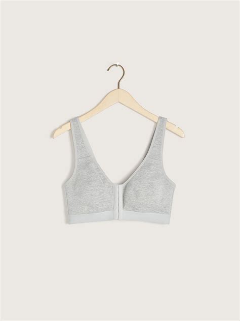 Front Closure Wireless Heathered Cotton Bra Penningtons