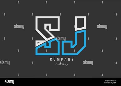 White Blue Alphabet Letter Sj S J Logo Combination Design On Black