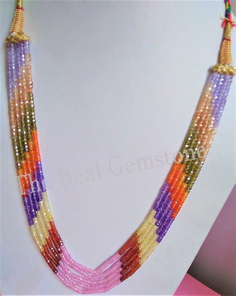 5 Strands Of Genuine Multi Cubic Zircon Shaded Beaded Necklace Etsy