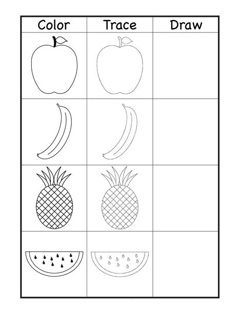 Tracing Worksheet Fruits And Vegetables