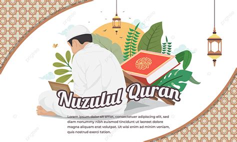 Latar Belakanglatar Belakang Kartun Datar Perayaan Nuzulul Quran Vektor