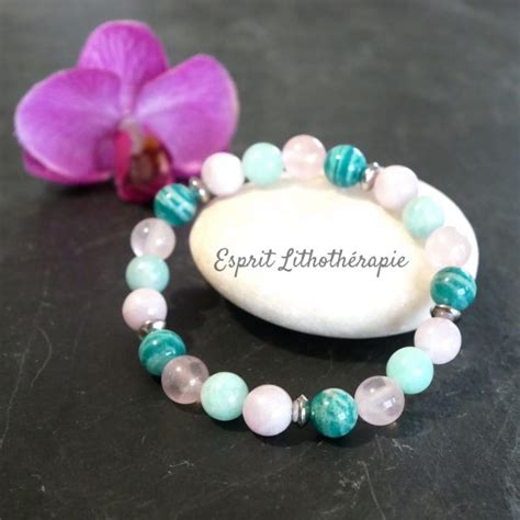 Bracelet Amazonite Amazonite De Russie Kunzite Quartz Rose