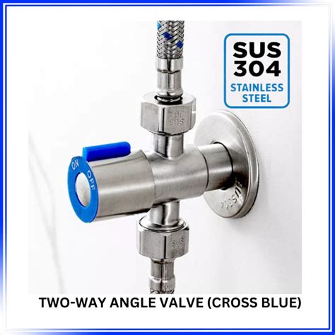 Vermerch 304 Stainless Steel Two Way Angle Valve 12 Angle Valve With Ring Cover Blue Cross