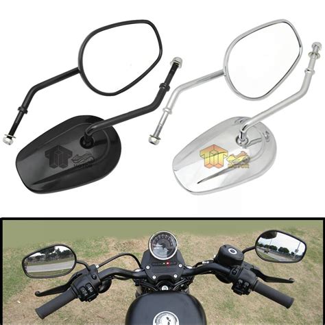 Motorcycle Mirrors Black Oval 8mm Thread Rearview Side Mirror For Harley Davidson Road King