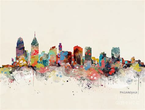 Philadelphia Skyline Painting By Bri Buckley Pixels