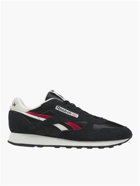 Myrunway Shop Reebok Core Black Chalk And Flash Red Classic Leather Sneakers For Women And Men