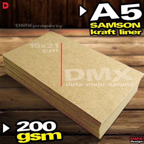 Jual Kertas Samson Kraft Liner A5 200 Gsm 40 Lembar Karton Coklat Tebal