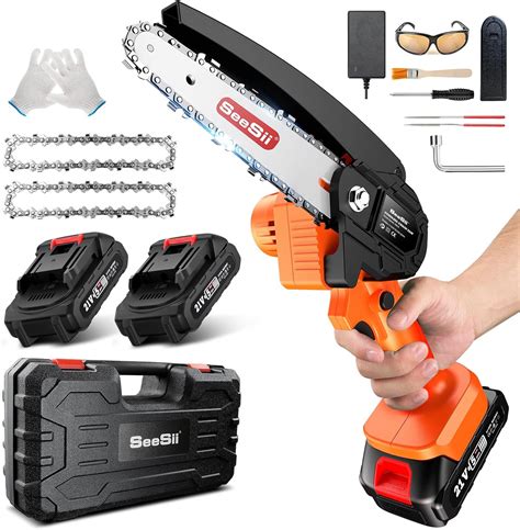 Mini Chainsaw Cordless Battery Powered Chain Saw 6 Inch Seesii Mini Chainsaw With Fast 192ft